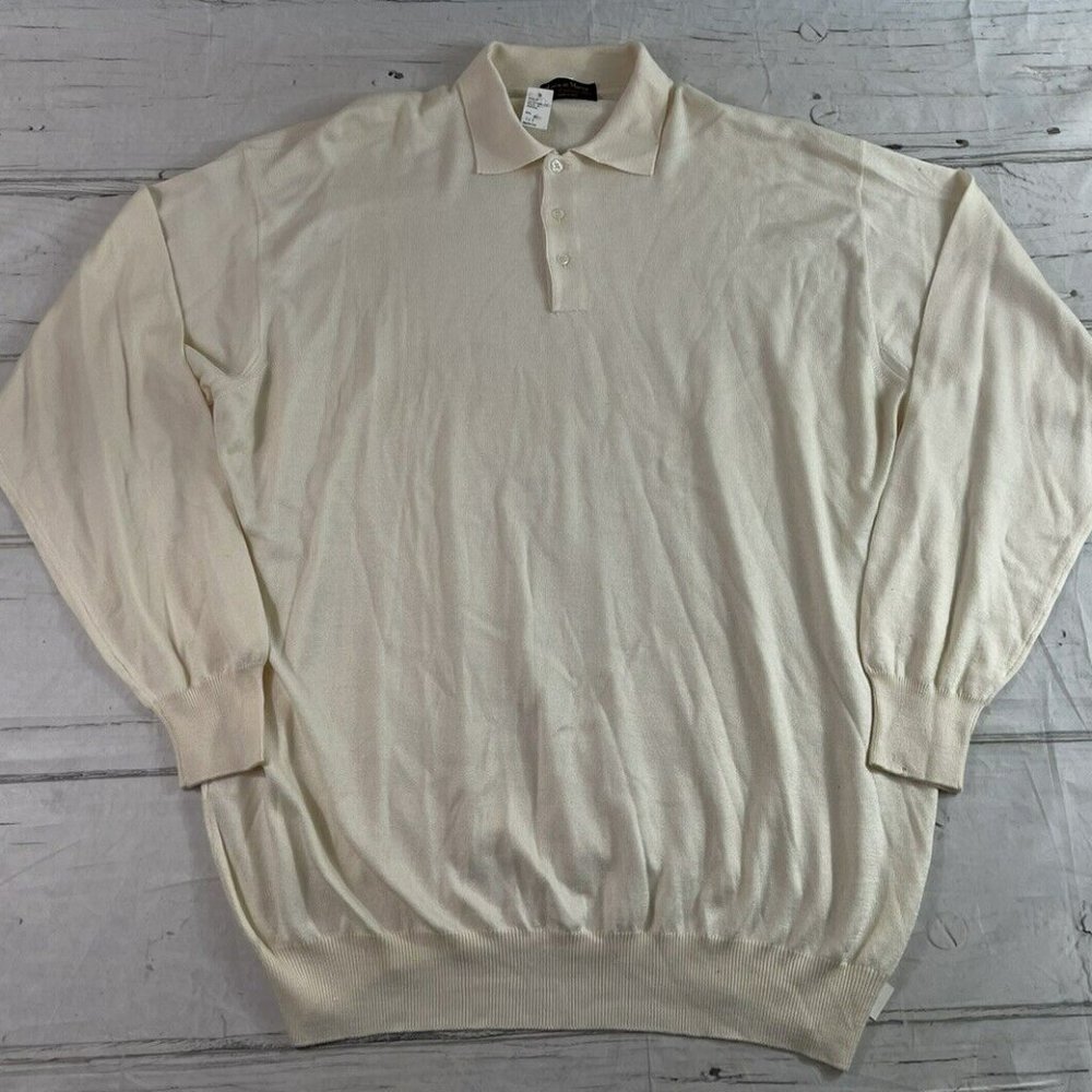 VTG Luca DiMarco Italy Luxury Cream Sweater Wool/SIlk/Cashmere Men 3XLT NWT $250